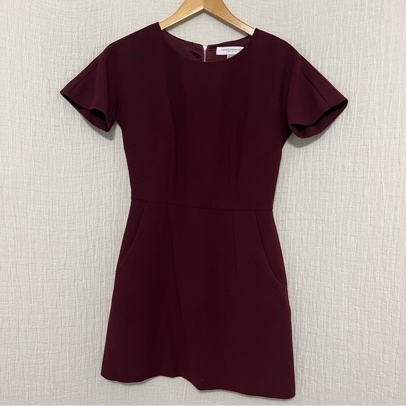 French Connection Burgundy Knee Length Zipper Back Dress | Size US 4 - Picture 2 of 6